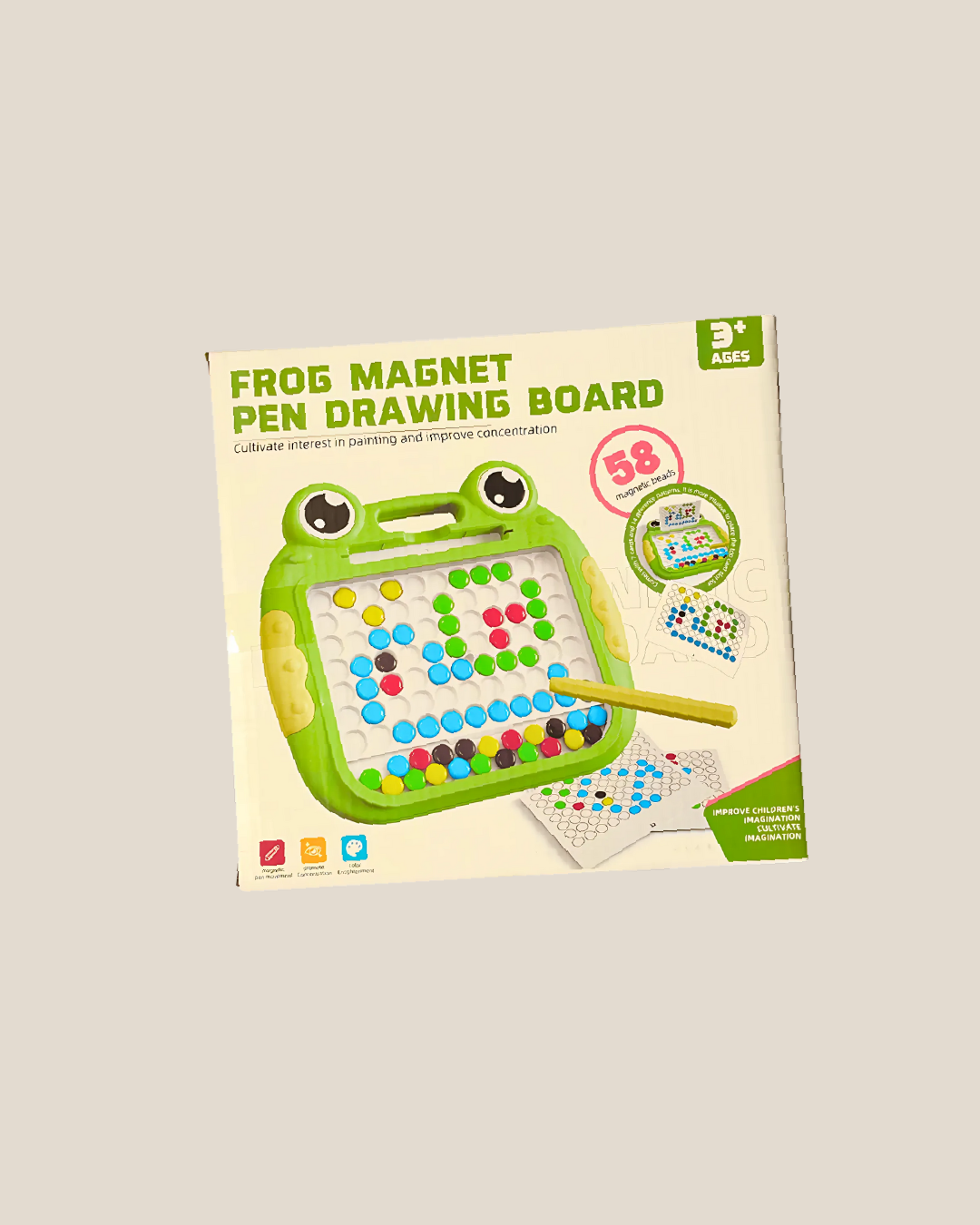 Frog Magnetic Drawing Board - Colorful Bead Art & Pattern Game (3+)
